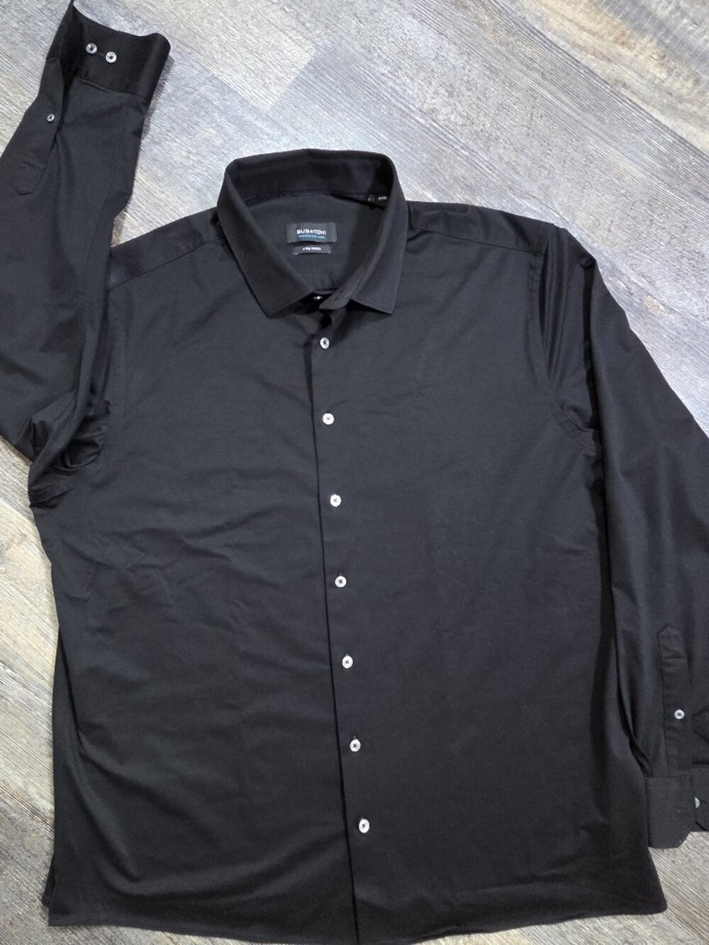 Bugatchi Black Dress Shirt Button Down-Collar-Long Sleeve Sz XXL